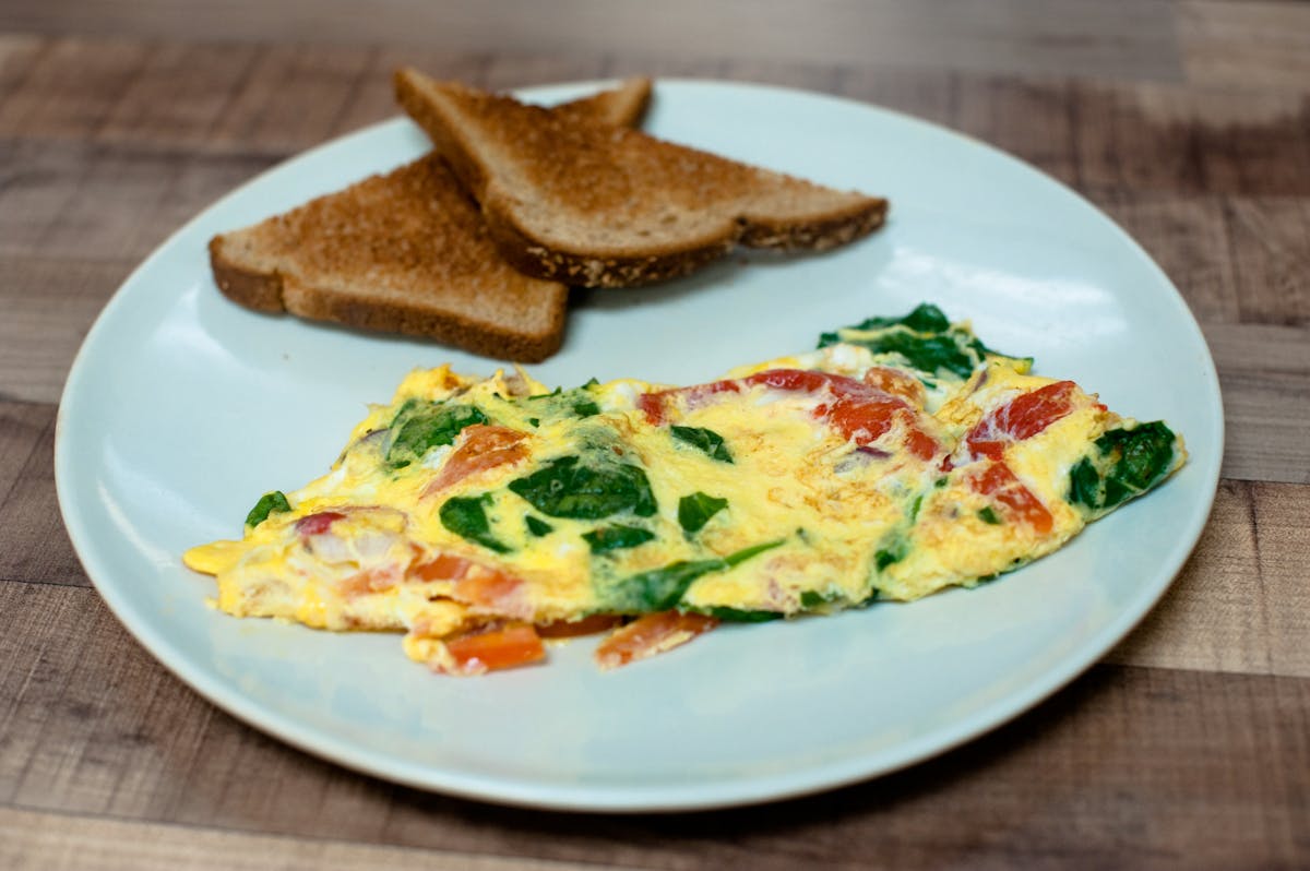 an omelette and french toast 